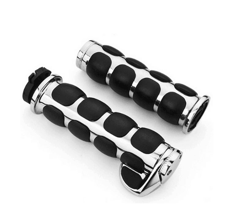 TESWNE Motorcycle Aluminum Chromed Handle Grips End Grips 1 inch for Honda Yamaha Kawasaki 1 Pair - Image 1